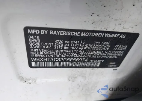 2016 BMW X1 xDrive28I from USA, damaged, VIN WBXHT3C32G5E56974